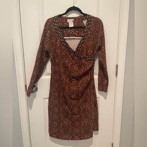 Soft Surroundings Brown Leopard Print Midi Dress
